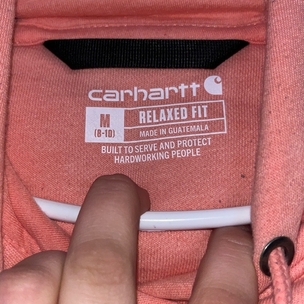 Carhartt Coral Pink Logo Sleeve Hoodie - Picture 3 of 4